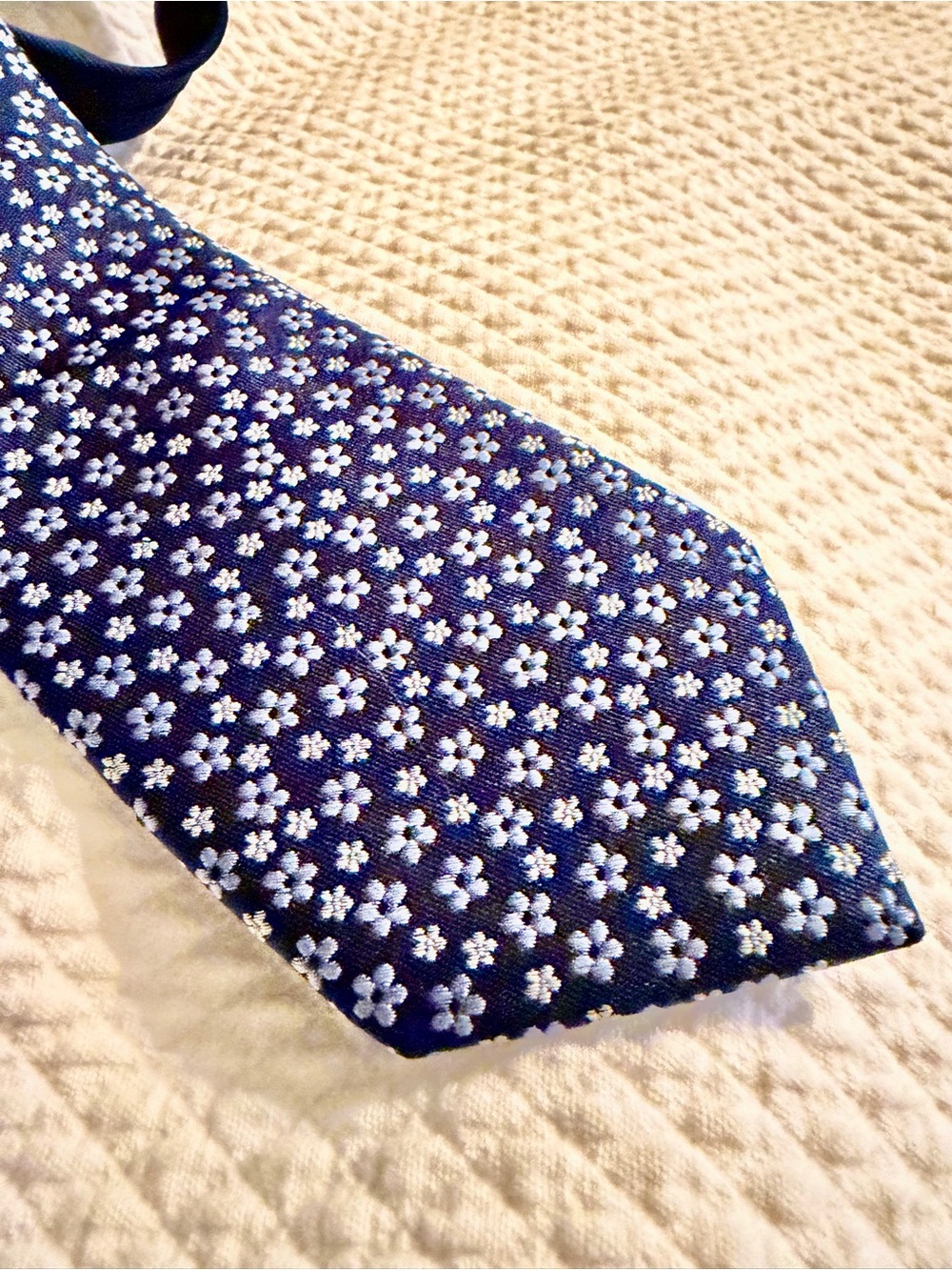 Tommy Hilfiger Navy Tie with Light Blue Floral Motif